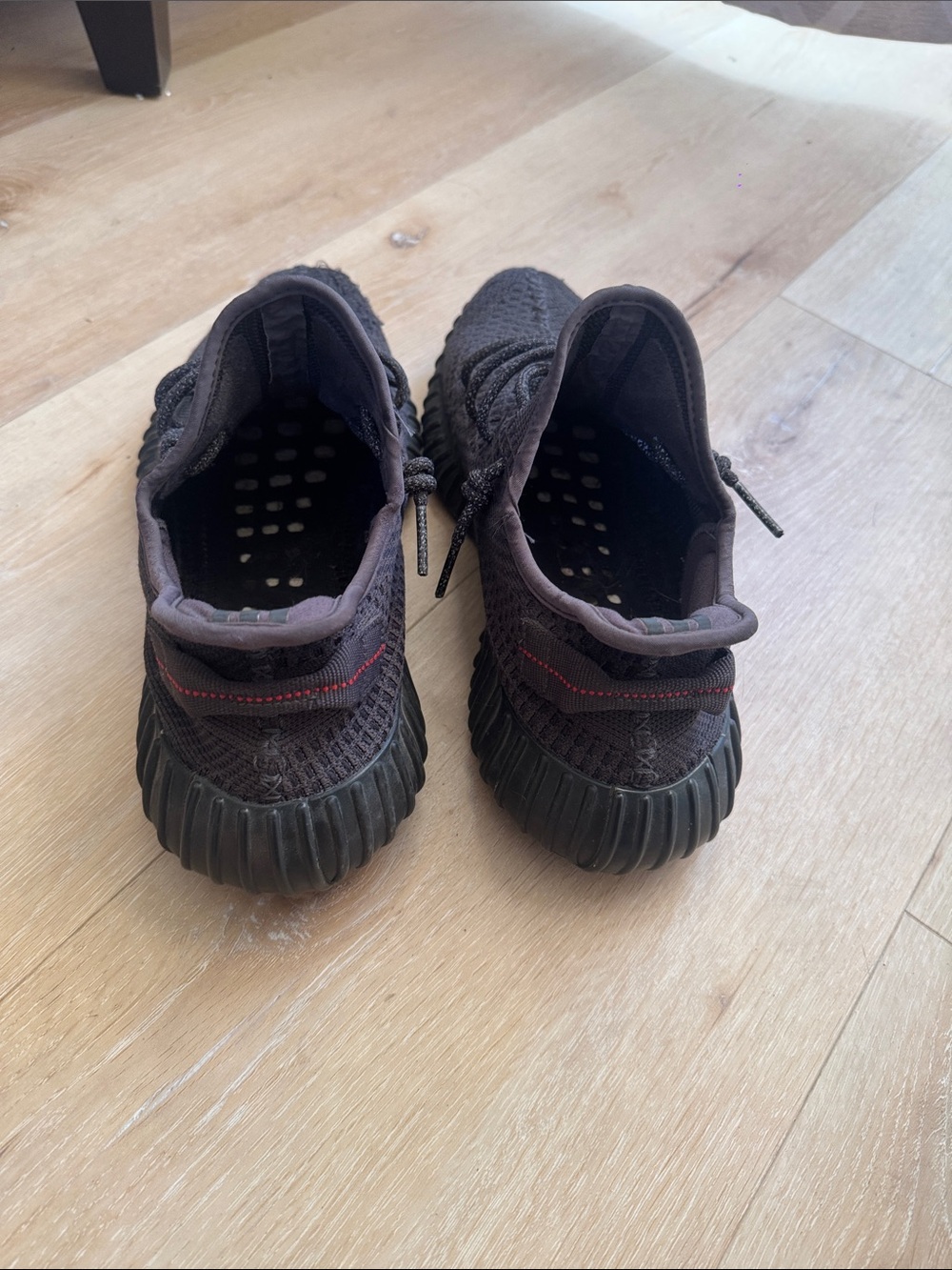 Yeezy Boost 350 V2 Triple Black Knit Sneakers - Picture 3 of 4